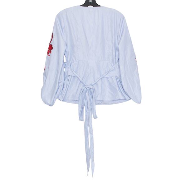 INC Top Boho Cottage Coastal Grandma Whimsigoth Embroidered Floral Stripe MP - Picture 2 of 7